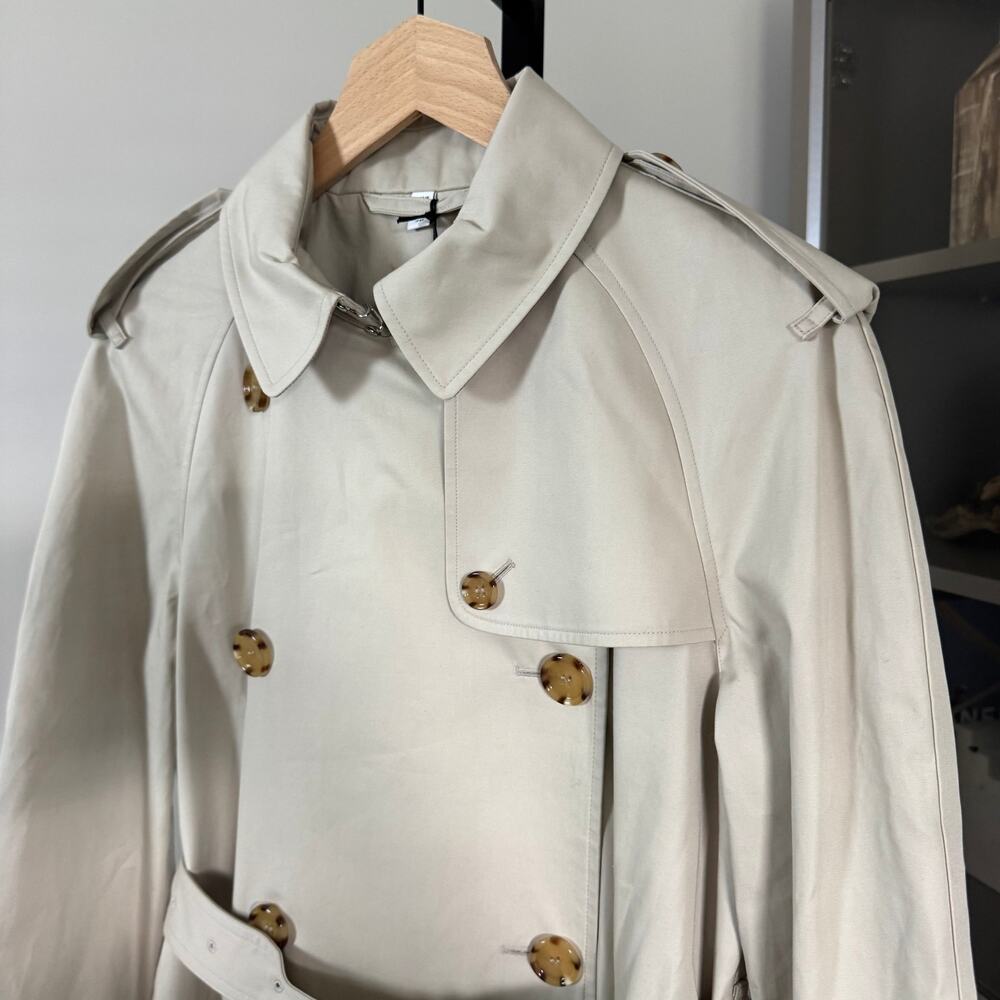 Burberry Double Breasted Stone Belted Trench Coat UK 8 NEW Hillington Nova Check - Picture 2 of 6